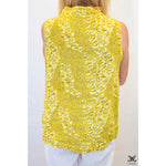 Yellow Printed Linen Bow Top