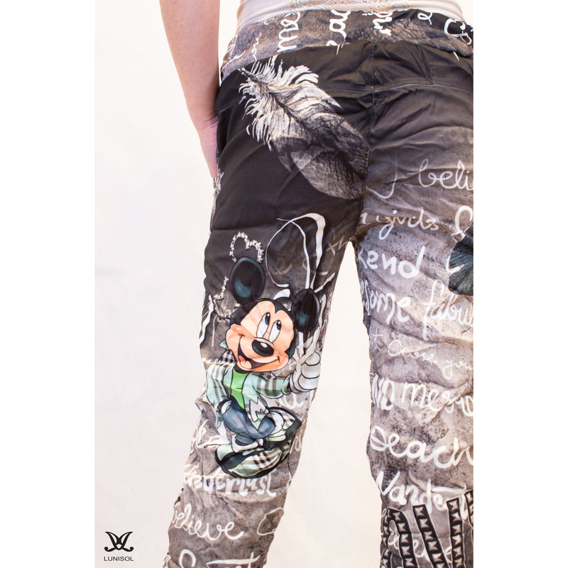 Mickey Black Cartoon Print Joggers – Lunisol Store