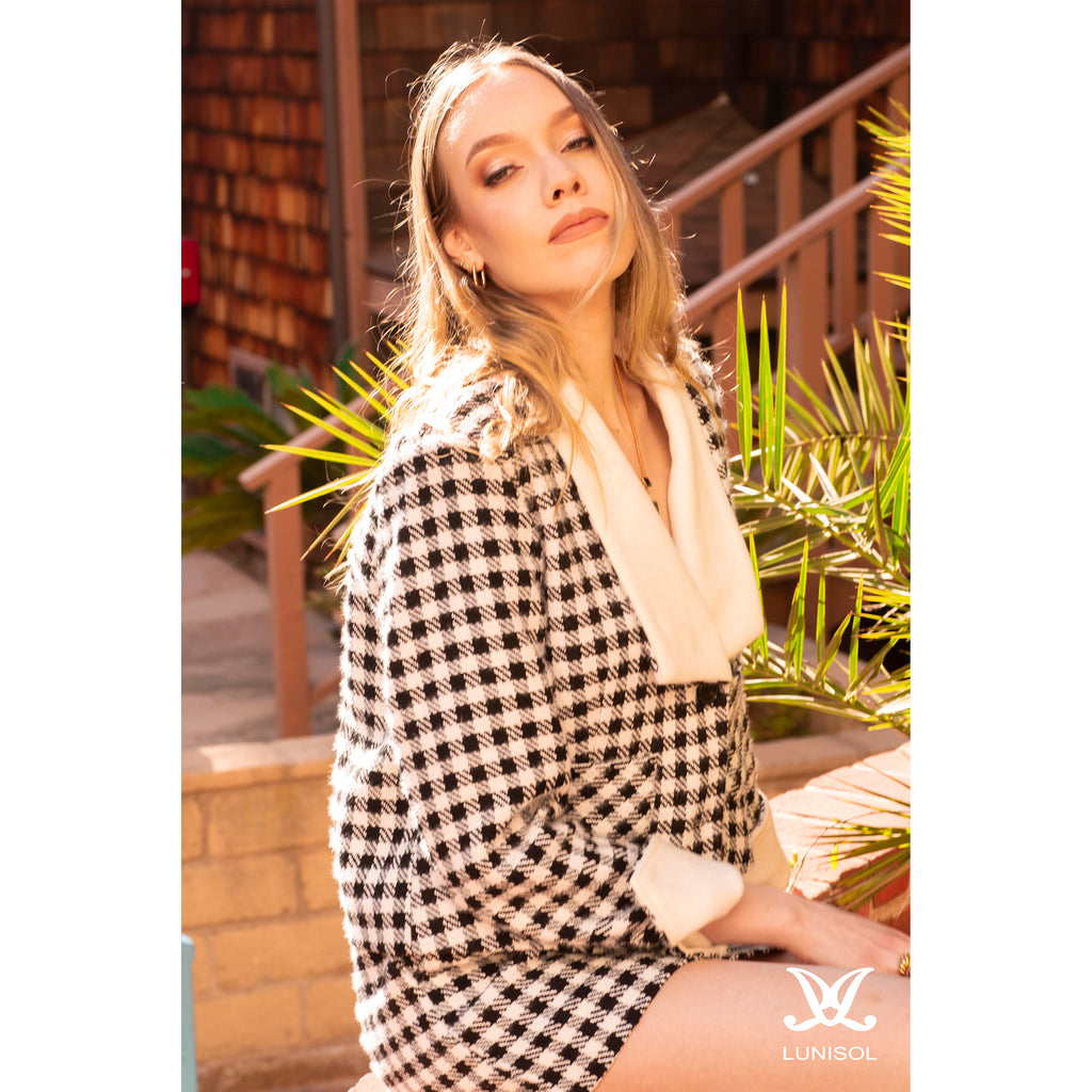 Adele Houndstooth Double Button Jacket & Skirt- Lunisol Store