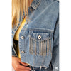 Sparkle Fringe Cropped Jean Jacket