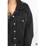 Black Fringe Oversized Jean Jacket