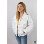 White Fringe Oversized Jean Jacket