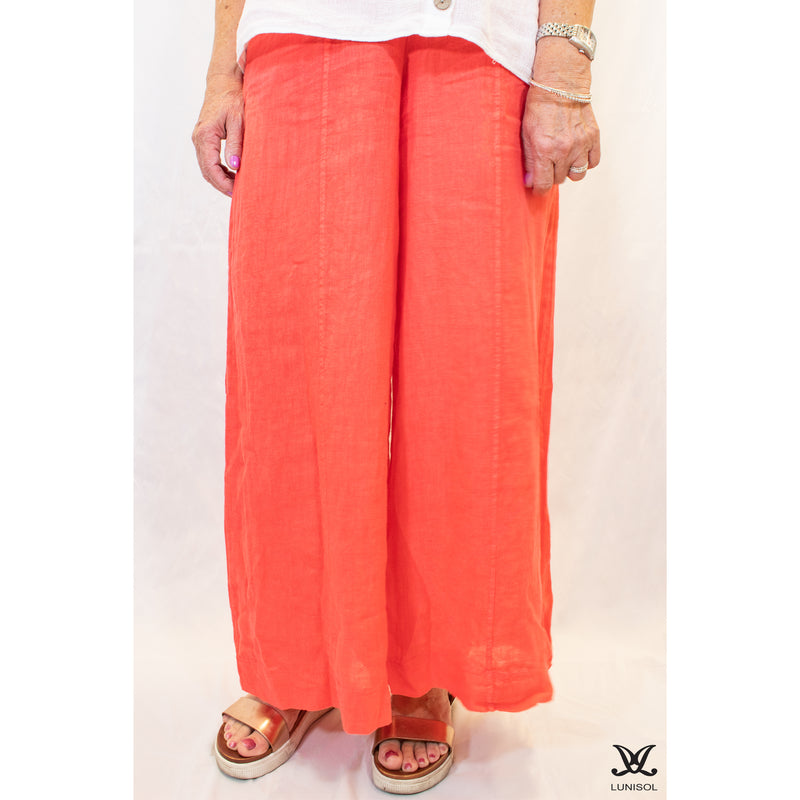 Orange 3 Button Linen Pants