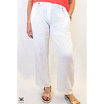 White 1- Button Linen Pants
