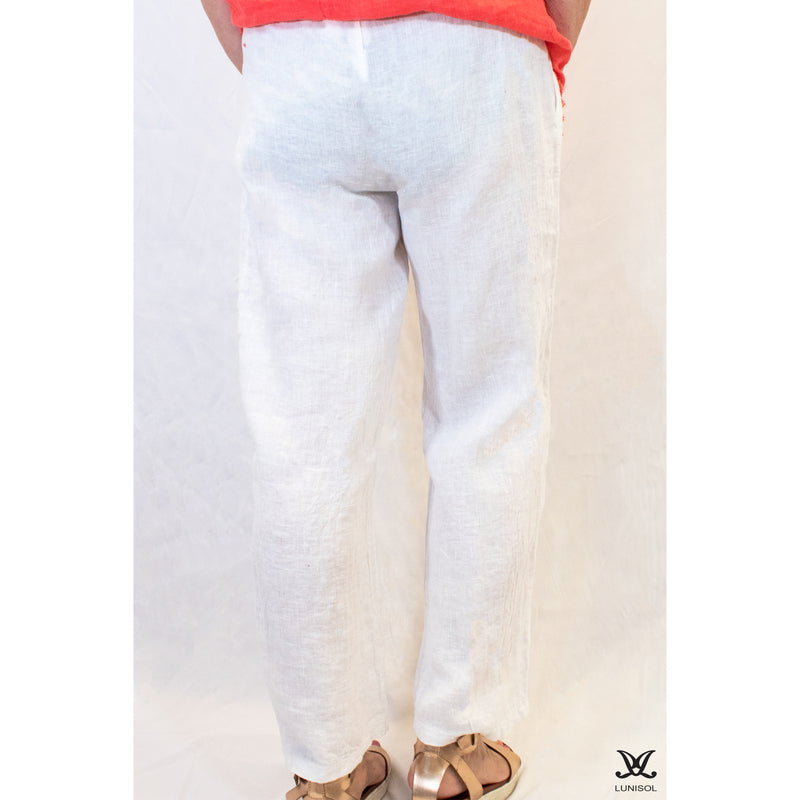 White 1- Button Linen Pants