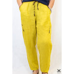 Yellow Leopard Print Linen Pants