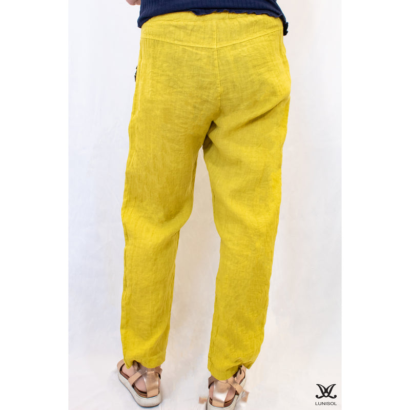 Yellow Leopard Print Linen Pants