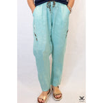 Sky Blue Leopard Print Linen Pants