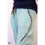 Sky Blue Leopard Print Linen Pants