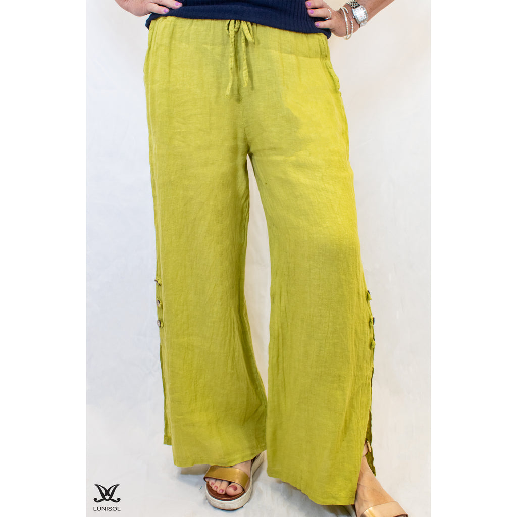 Lime 3-Button Linen Pants