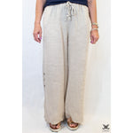 Tan 3 Button Linen Pants