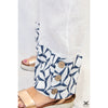 White Linen Asymmetrical Shapes 3 Button Pants