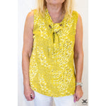 Yellow Printed Linen Bow Top