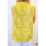 Yellow Printed Linen Bow Top