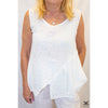 White Linen Asymmetrical Sleeveless Top