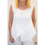 White Linen Asymmetrical Sleeveless Top