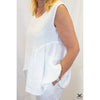 White Linen Asymmetrical Sleeveless Top