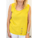 Yellow Linen 3 Button Sleeveless Top