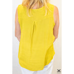 Yellow Linen 3 Button Sleeveless Top