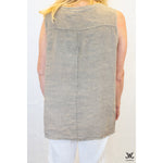 Tan V Neck Sleeveless Linen Top