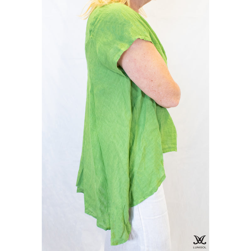 Lime Pleated Linen Top