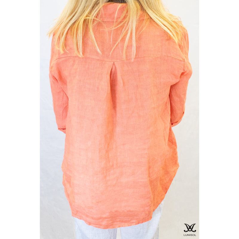 Coral Pocket Linen Top
