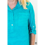 Turquoise Pocket Linen Top
