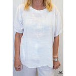 White Back Tied Linen Top