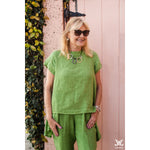 Lime High Low Linen Top