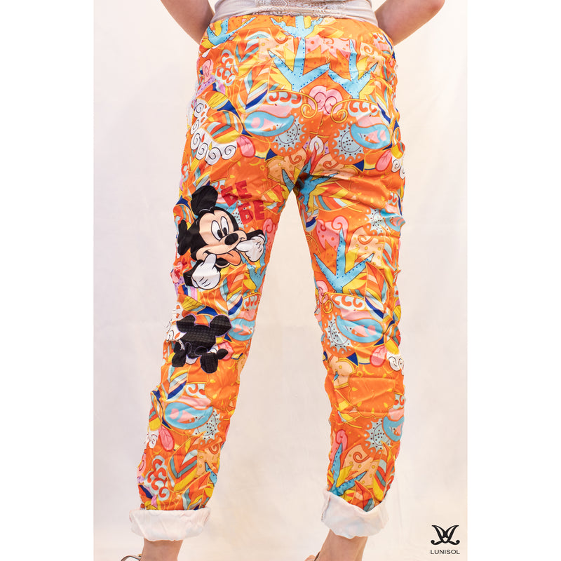 Mickey Orange Print Joggers