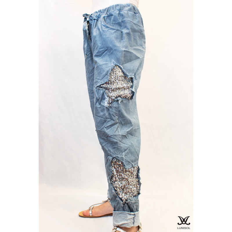 Light Blue Superstar Sparkle Adjustable Italian Pants