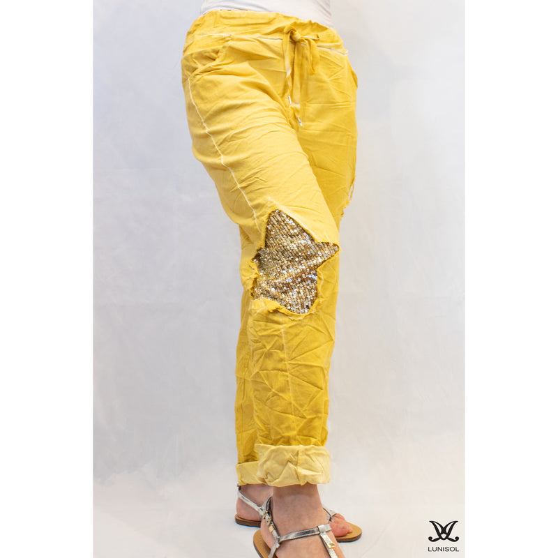 Yellow Superstar Sparkle Adjustable Italian Pants